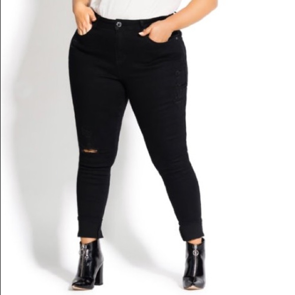 City Chic Harley High Rise Distressed Skinny Jeans